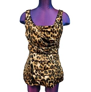 Express Sexy Ruched Satin Leopard Print Blouse Size Small Women's Tops L17